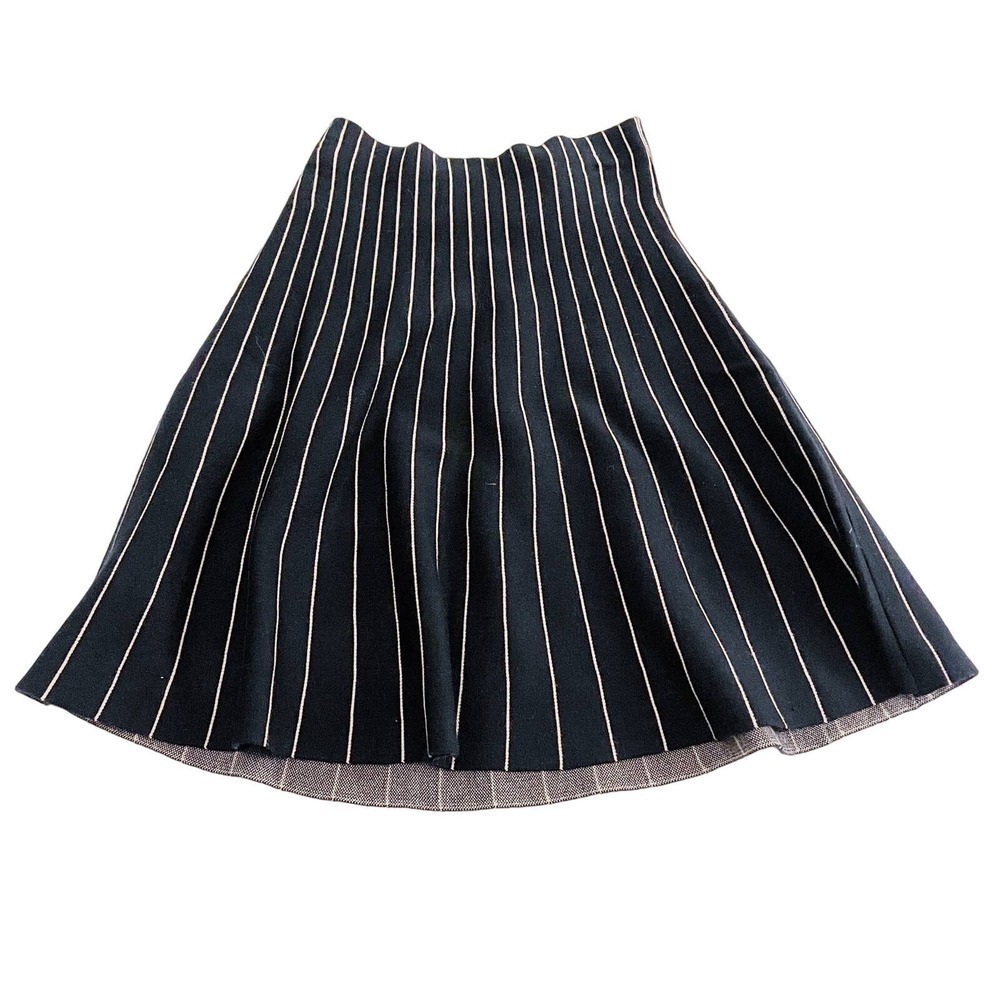 Max Studio White Striped Skater Circle Skirt SZM/L NWT